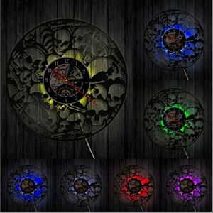 New in box Skull clock with LED lights and remote.